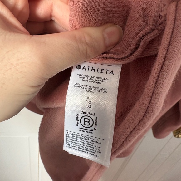 Athleta Cozy Karma Asymmetrical Pullover in Palermo Pink, Size Extra Large XL - Picture 9 of 15